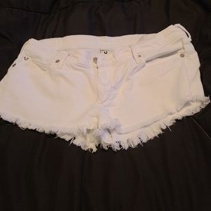 True religion white jean shorts size 30
